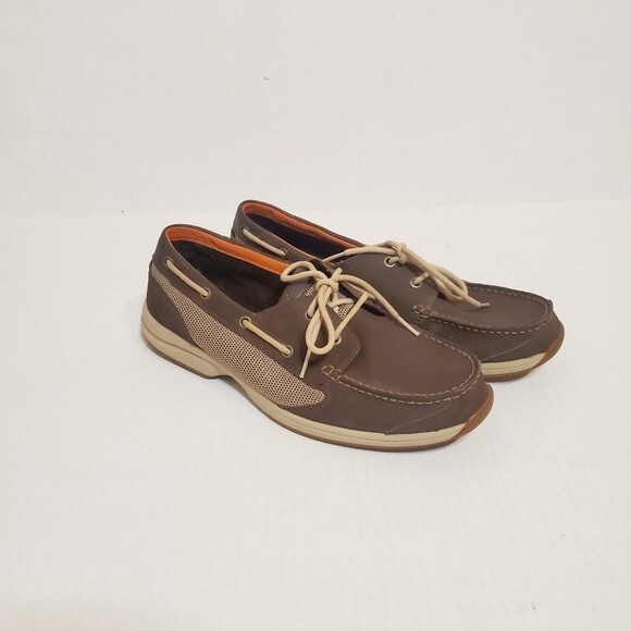 Timberland classic 2 Eye Brown and cream boat shoes/ Loafers men's size 9.5 - Picture 1 of 11